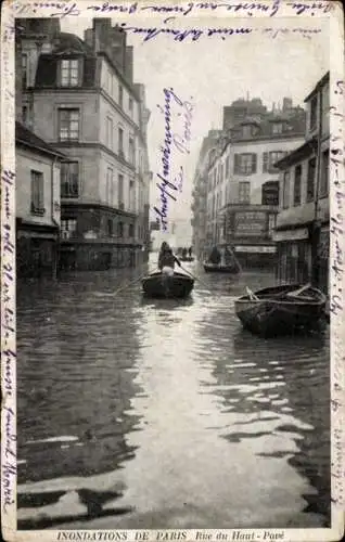 Ak Paris, Hochwasser, Rue du Haut-Pave