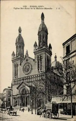 Ak Paris VIII Élysée, Eglise Sainte Anne de la Maison Blanche, Kutsche