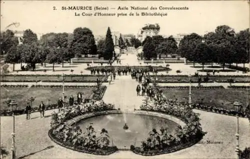 Ak Saint Maurice Val-de-Marne, Asile National des Convalescents, Cour d'honneur, Bibliotheque