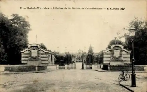 Ak Saint Maurice Val-de-Marne, Maison de Convalescence, Eingangstor