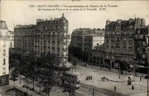 Ak Saint Mandé Val de Marne, Avenue de la Tourelle, Avenue de Paris, Place de la Tourelle, Tram