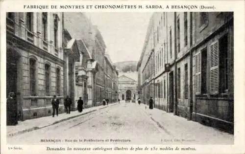 Ak Besançon Doubs, Rue de la Préfecture und Präfektur