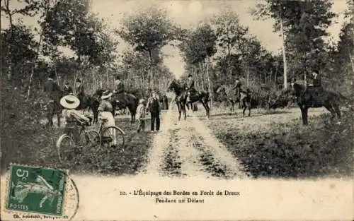 Ak Dreux Eure et Loir, Equipage des Bordes en Foret, Pendant un Defaut