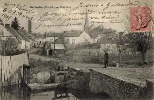 Ak Gallardon Eure et Loir, Vue generale, Cote sud, Pont