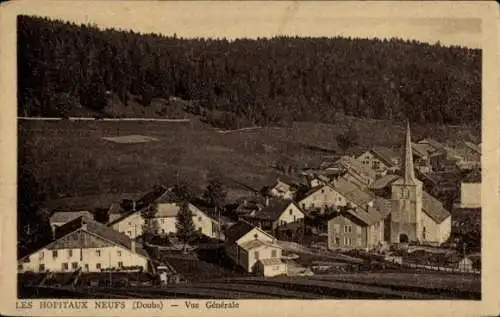 Ak Les Hôpitaux Neufs Doubs, Teilansicht, Kirche