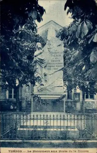 Ak Thenon Dordogne, Monument aux Morts de la Guerre