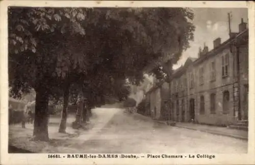 Ak Baume les Dames Doubs, Place Chamars, College