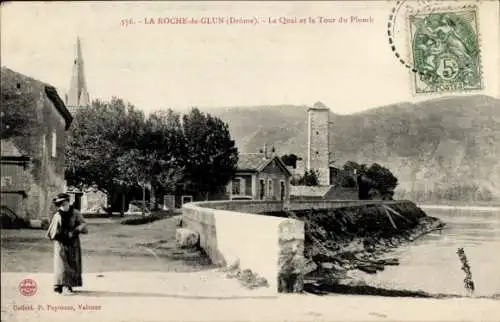 Ak La Roche-de-Glun Drome, Le Quai, Tour du Plomb