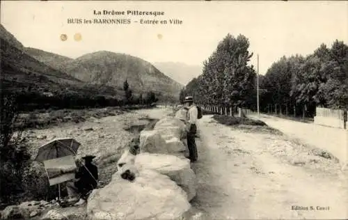 Ak Buis les Baronnies Drôme, Ortseingang, Maler