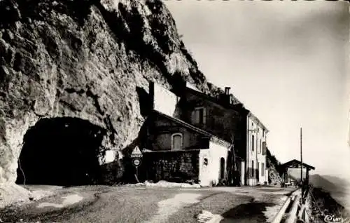 Ak Col du Rousset Drome, Tunneleingang, le Refuge