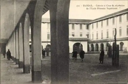 Ak Bandol sur Mer Var, Galerie et Cour de recreation de l'Ecole Primaire Superieure