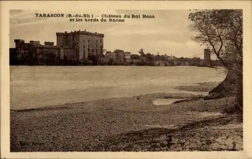 Ak Tarascon Bouches du Rhône, Chateau du Roi Rene, Ufer der Rhone