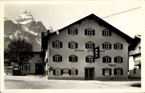 Ak Ehrwald in Tirol, Gasthof Grüner Baum, Post