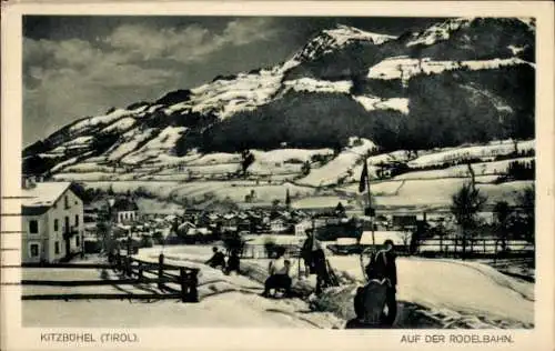 Ak Kitzbühel in Tirol, Panorama, Rodelbahn