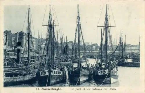 Ak Blankenberghe Blankenberge Westflandern, Hafen, Fischerboote