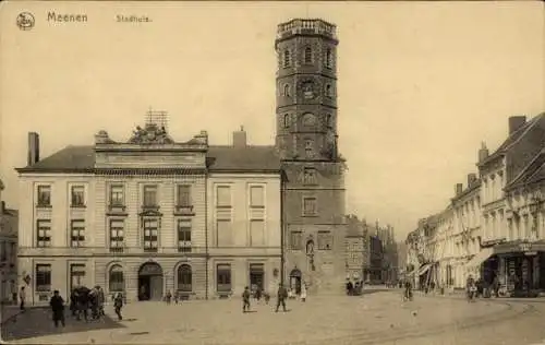 Ak Menin Menen Meenen Lys Westflandern, Stadhuis, Platz, Rathaus