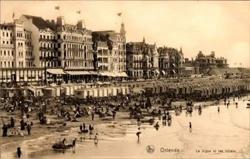 Ak Ostende Ostende Westflandern, Der Deich und Hotels