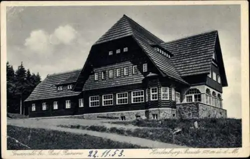 Ak Grunwald Zieleniec in Schlesien, Außenansicht der Hindenburgbaude