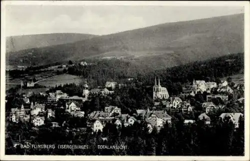 Ak Bad Flinsberg Isergebirge Niederschlesien, Totalansicht des Ortes