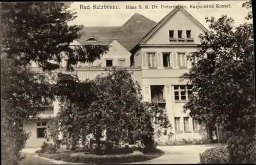 Ak Szczawno Zdrój Bad Salzbrunn Niederschlesien, Haus S. R. Dr. Determeyer, Kurpension Komet