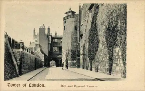 Ak London City England, Tower of London, Bell Tower und Byward Tower