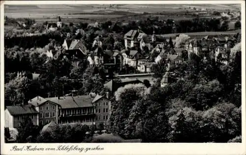 Ak Kudowa Zdrój Bad Kudowa Schlesien, Gesamtansicht, Blick vom Schlossberg