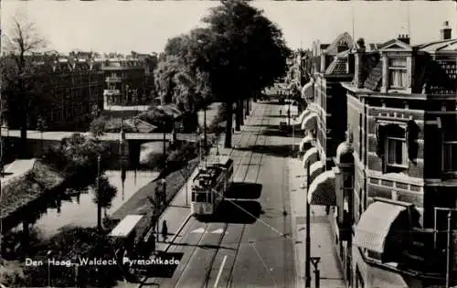 Ak Den Haag Südholland Niederlande, Waldeck Pyrmontkade, Straßenbahn