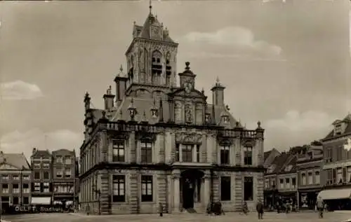 Ak Delft Südholland Niederlande, Rathaus