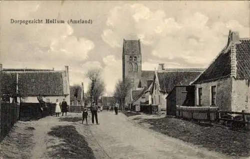 Ak Hollum Ameland Friesland Niederlande, Dorfpartie