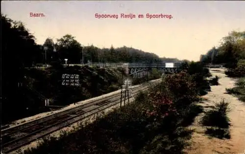 Ak Baarn Utrecht Niederlande, Eisenbahnschlucht und Eisenbahnbrücke