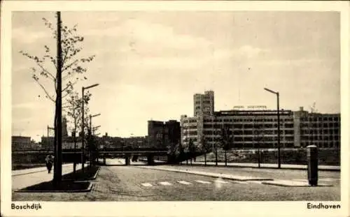 Ak Eindhoven Nordbrabant, Boschdijk, Straßenpartie, Brücke, Philips Reklameschild