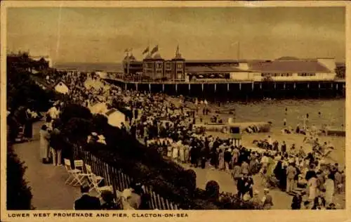 Ak Clacton on Sea Essex England, untere Westpromenade, Pier