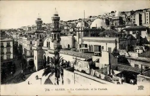 Ak Algier Algier Algerien, Kathedrale, Kasbah