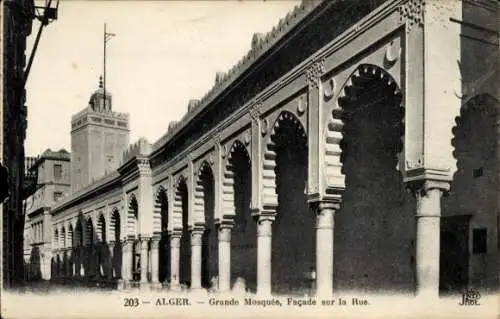 AK Algier Algerisches Algier, Große Moschee, Fassade auf der Straße