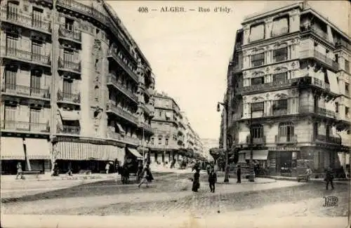 Ak Algier Algier Algerier, Rue d'Isly, Straßenpartie, französisches Restaurant