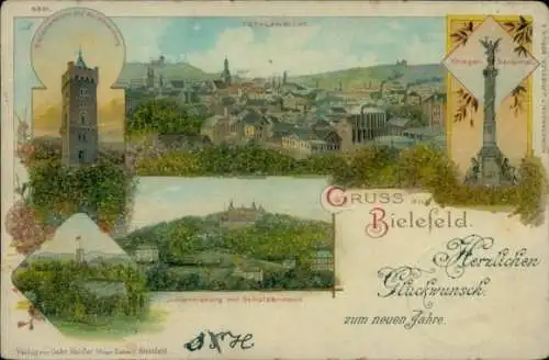 Perl Litho Bielefeld, Gesamtansicht, Kriegerdenkmal, Johannisberg, Schützenhaus, Sparrenburg