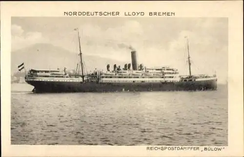 Ak Reichspostdampfer Bülow, Dampfschiff, Norddeutscher Lloyd Bremen