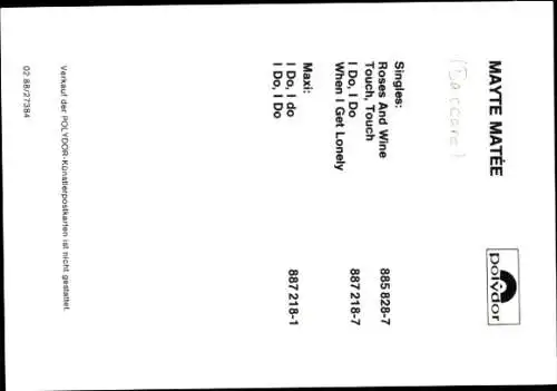 Ak Schauspielerin und Sängerin Mayte Matee, Portrait, Autogramm