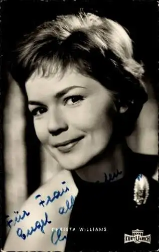 Ak Schauspielerin Christa Williams, Portrait, Die Beine von Dolores, Autogramm