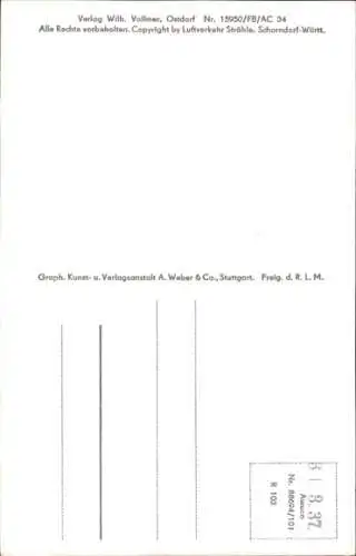 Ak Ostdorf Balingen im Zollernalbkreis Württemberg, Fliegeraufnahme