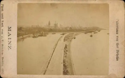 Foto Mainz am Rhein, Panorama von der Brücke, 1880