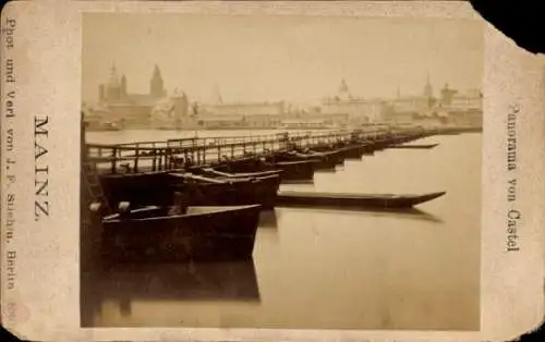 Foto Mainz am Rhein, Panorama von Castel, Schiffbrücke, 1880