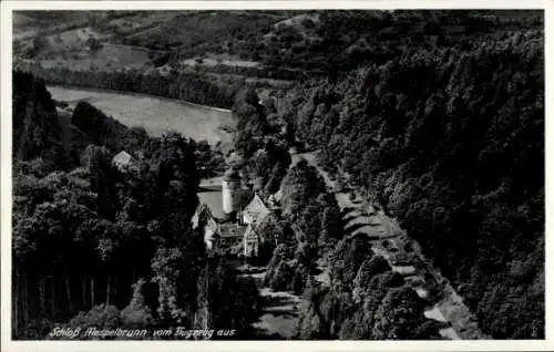 Ak Mespelbrunn im Spessart Unterfranken, Fliegeraufnahme, Schloss