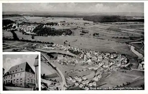 Ak Laiz Sigmaringen an der Donau, Fliegeraufnahme, Gasthof zum Adler, Inh. A. Blender