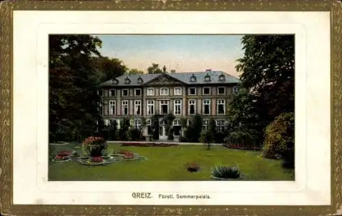 Präge Passepartout Ak Greiz in Thüringen, Fürstliches Sommerpalais, Garten, Park