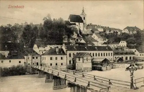 Ak Steinbach an der Steyr Oberösterreich, Teilansicht, Brücke, Kirche