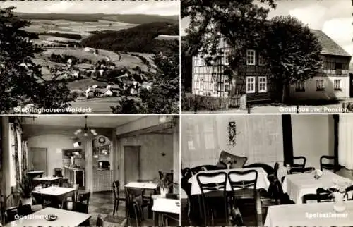 Ak Giebringhausen Diemelsee in Hessen, Gasthof Pension W. Stede, Panorama