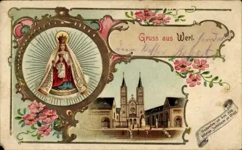 Litho Werl in Westfalen, Andenken an das 250 jährige Jubiläum, Kirche, Madonna