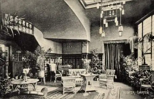 Ak Hamburg Altstadt, Grand Hotel Vier Jahreszeiten, Am Alsterbassin, Wintergarten