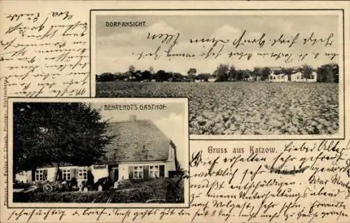 Ak Katzow in Vorpommern, Dorf, Gasthof von Behrendt